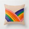 Vibrant Orange Rainbow Sunset Print Pillow Cover Abstract Geometric Lines Pillow Cover Sofa Car Office Cushion Cover Home Decor