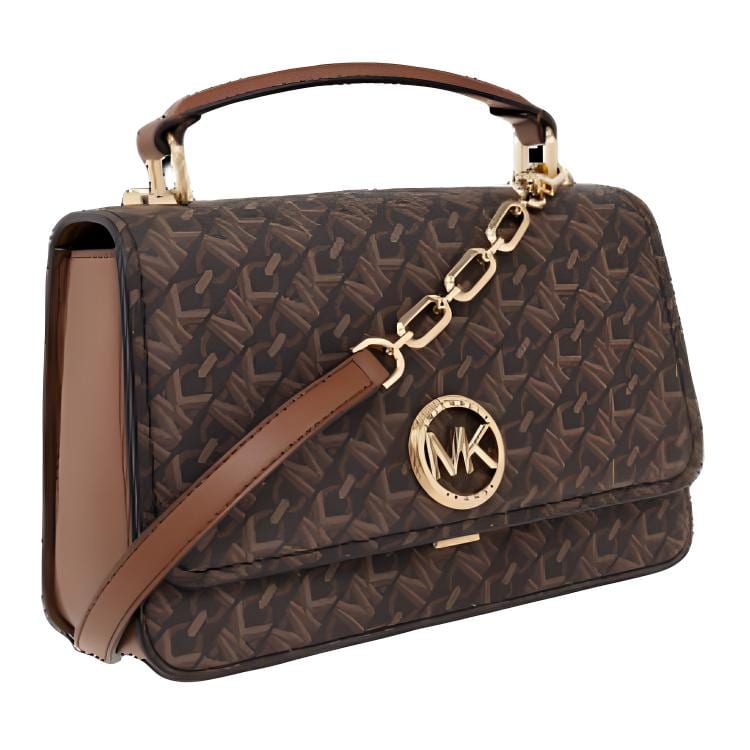 MICHAEL KORS Delancey Canvas With Leather Shoulder Bag, Crossbody Bag, Handbag Unisex Brown 32T4GD8C5B-227