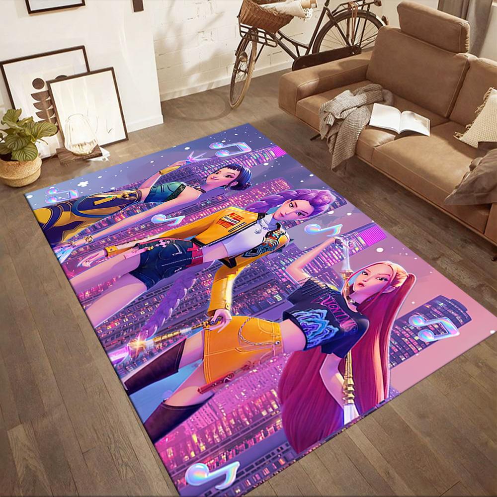 Golden K-pop Stars Square rugs are a great choice for living rooms, bedrooms, home décor, and as gifts.