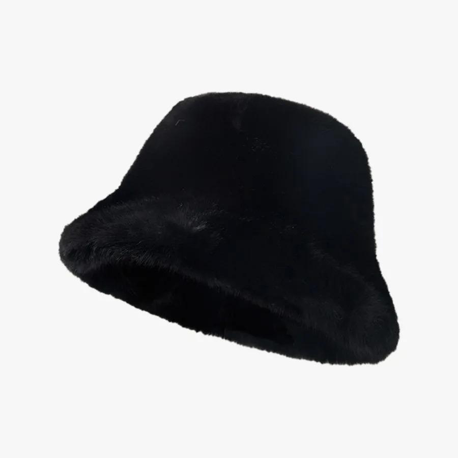 Winter Faux Fur Bucket Hat Fisherman Warm Heavy Plush Hats Ear Protection Outdoor Windproof Solid Hats Cap