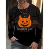 Autumn and Winter Men's Long Sleeve Halloween 3D Printed Pumpkin Print T-Shirt Men's Streetwear Round Neck Long Sleeve