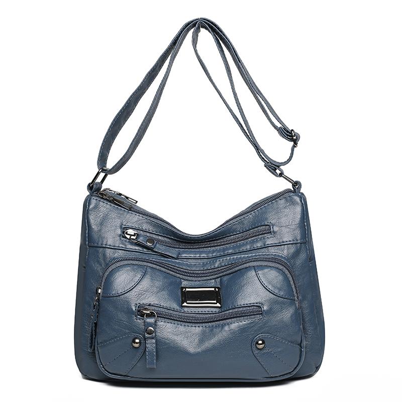 Сумка-мессенджер для женщин среднего и пожилого возраста, женская однотонная сумка из мягкой кожи с несколькими карманами