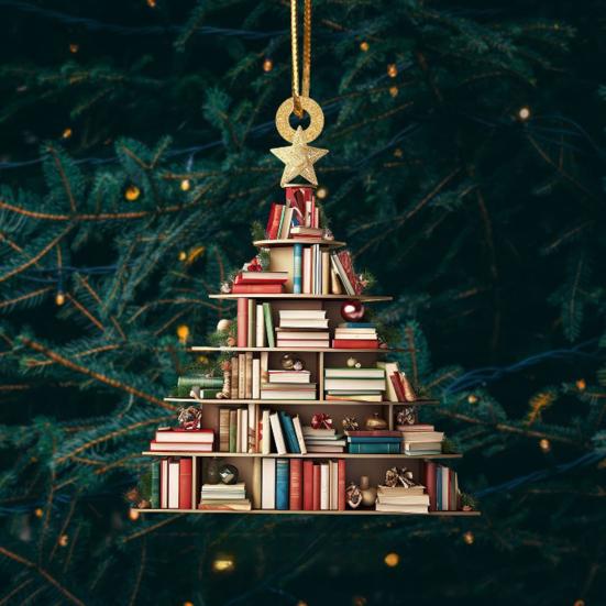 7 шт. подвесных подвесок для рождественской елки, набор акриловых книг, сложенных в стопку, легкие рождественские украшения для елки, дверей, окон, идея для подарка