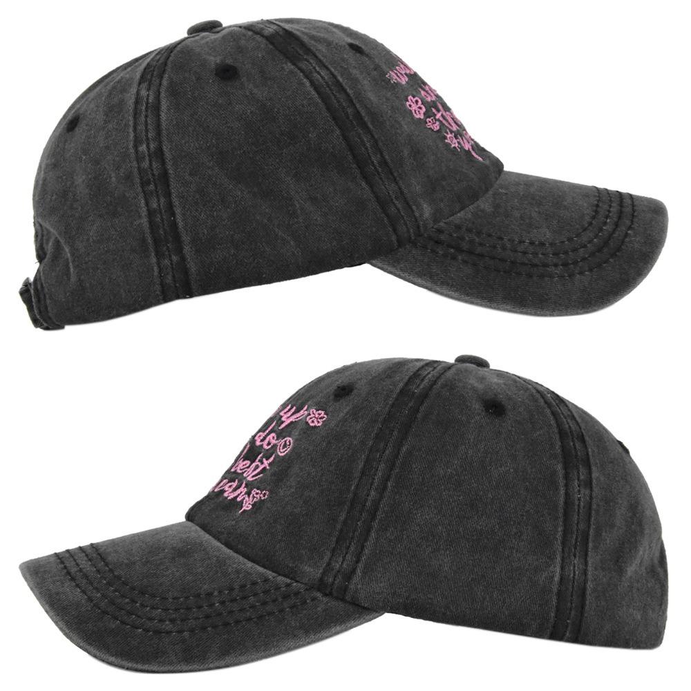 Embroidered Letters Baseball Cap Sun Protection Hip Hop Bonnet Vintage Casual Hat for Women Men