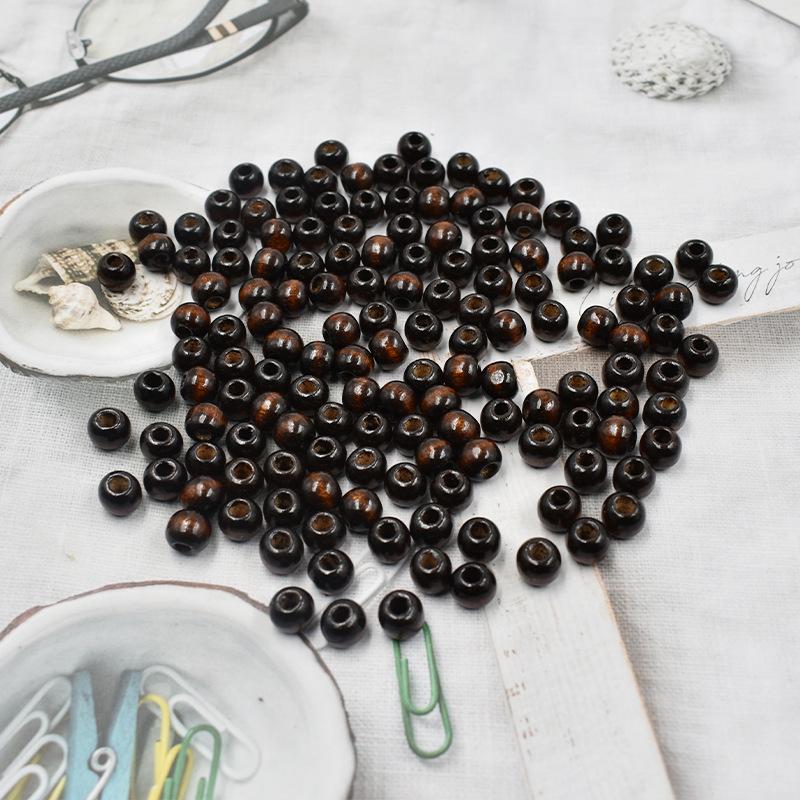 Деревянные бусины ручной работы из клена с большим отверстием 10 мм - Бочкообразные бусины в коричневых тонах для изготовления украшений своими руками