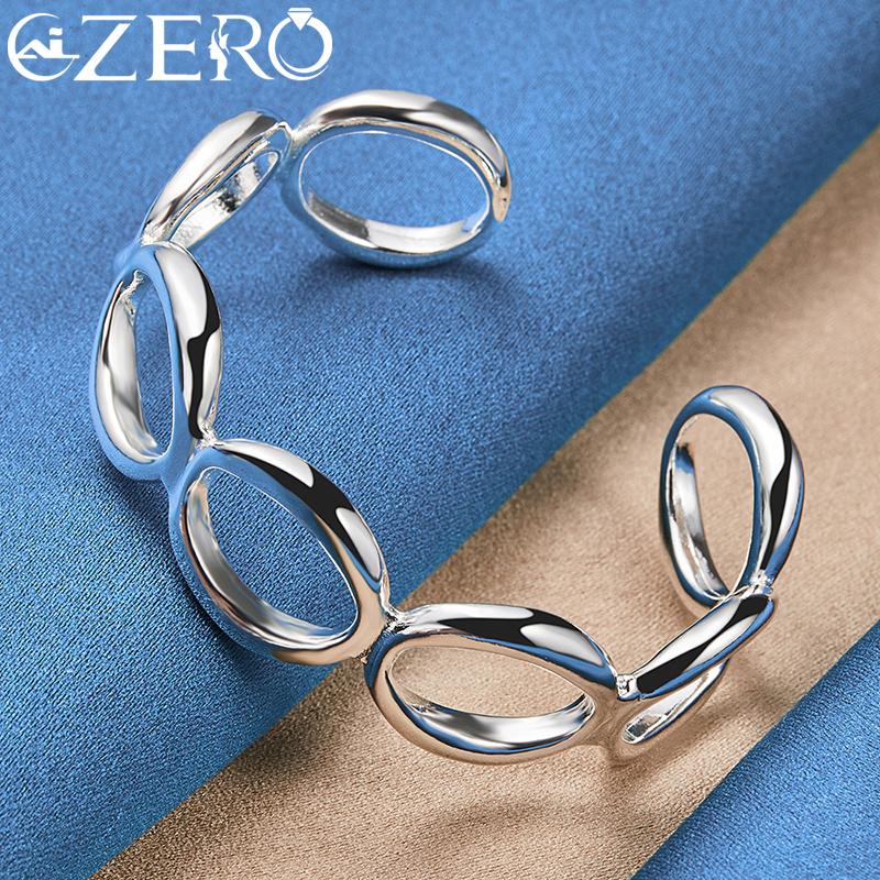 ALIZERO Серебро 925 Круглый Круг O Браслеты Ожерелье Серьги Кольца для Женщин Свадебная Вечеринка Подарок Украшения Набор из 4 шт.
