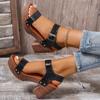 Fashion 2024 Summer New Thick with A Line with Open Toe Sandals British Style Retro All-matching High Heels Single Shoe Women