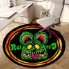 1 шт. Круглый ковер с дизайном логотипа Rat Rod, Изготовлен из полиэстера, Идеально подходит для украшения офисных кресел, гостиных