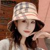 Female Korean Style Fashionable Versatile Small Brimmed Plaid Hat Popular Japanese Fisherman Hat British Top Hat