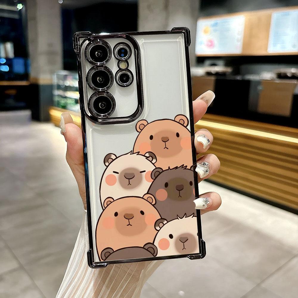 Capybara Cartoon Animal Funda For Samsung S26 Ultra Phone Case For Galaxy S25 FE S26 S24 S23 S22 S21 Ultra S20 Plus Clear Cover