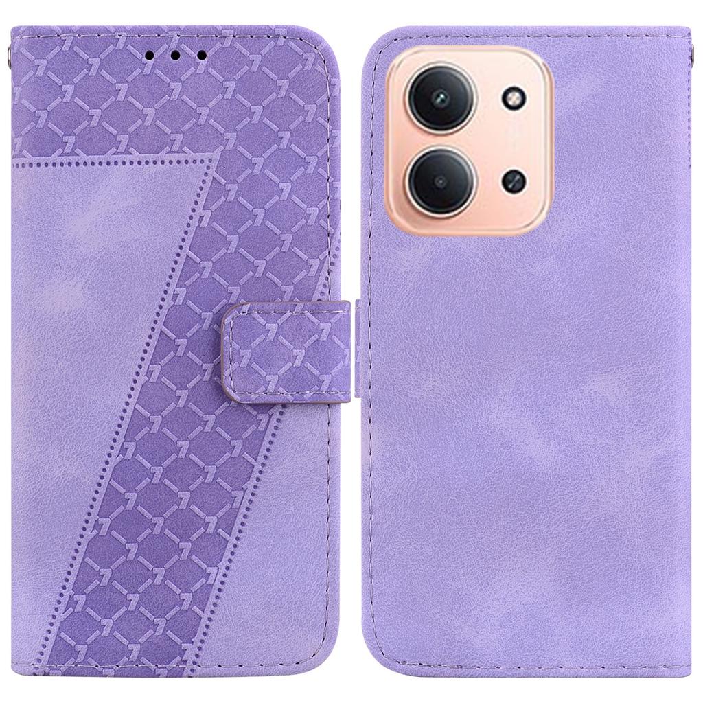 Для Xiaomi Redmi 15C 5G (США) (173мм)/15C 4G (США) (173мм) Чехол-подставка с тиснением в виде 7-образного узора, кожаный чехол для телефона с ремешком