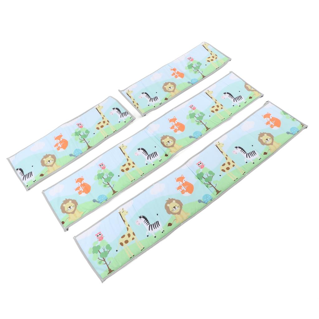 4Pcs Baby Bed Rail Heightened Anti Collision Guard Rail Toddlers Solid Color Printing Bed Side Soft