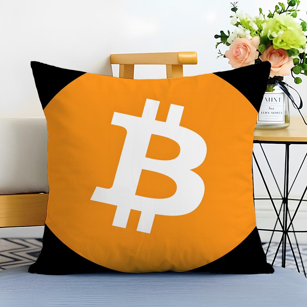 Simple Casual Fashion Digital BBitcoin Cushion Cover Washable Linen Pillowcase Soft for Sofa Bed Cozy Home Room Decor
