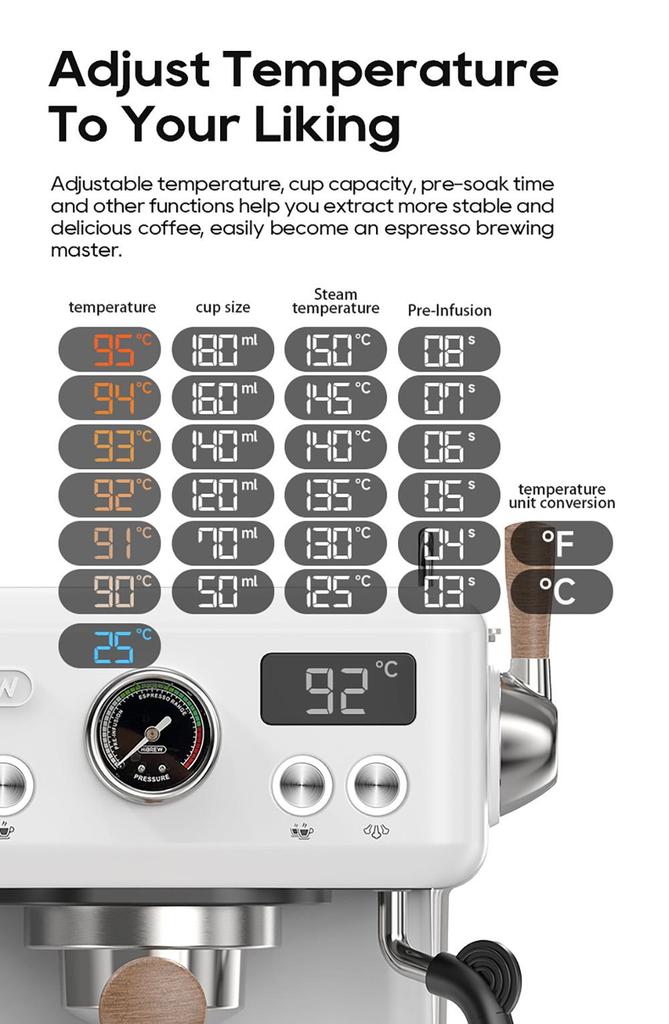 HiBREW H10Plus Espresso Coffee Machine, 20Bar Semi-Automatic Coffee Maker, Fast Heating, Temperature Control