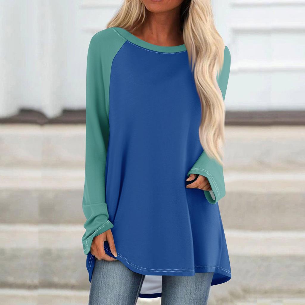 Женский модный свободный пуловер средней длины с круглым вырезом и принтом, рукава реглан, повседневный топ с длинными рукавами