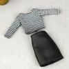 Daily Clothes Set For Barbie Dolls Accessories Doll Outfits Houndstooth Plaided Tops & Black Skirt For Barbie Dollhouse DIY Toy