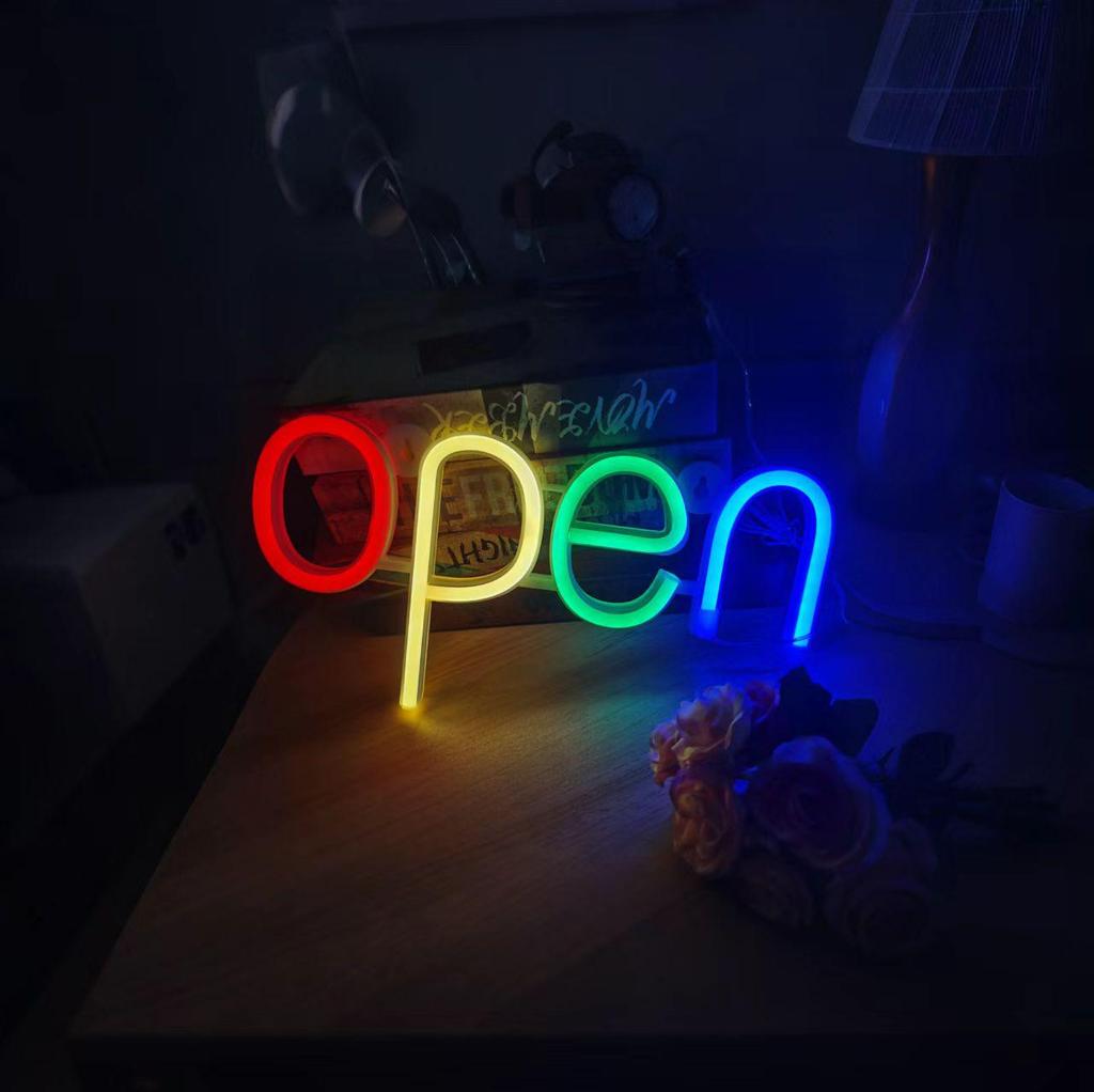 Современная светодиодная неоновая настенная вывеска 'Open' - Осветите свой дом стильным сиянием