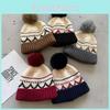 Winter Vintage Jacquard Knit Hat Women Acrylic Beanie Hat With Ball Plush