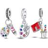 Artist Paint Palette Pendant Charms Beaded 925 Silver Color Fit Necklace Bracelet Jewelry Fashion Women 