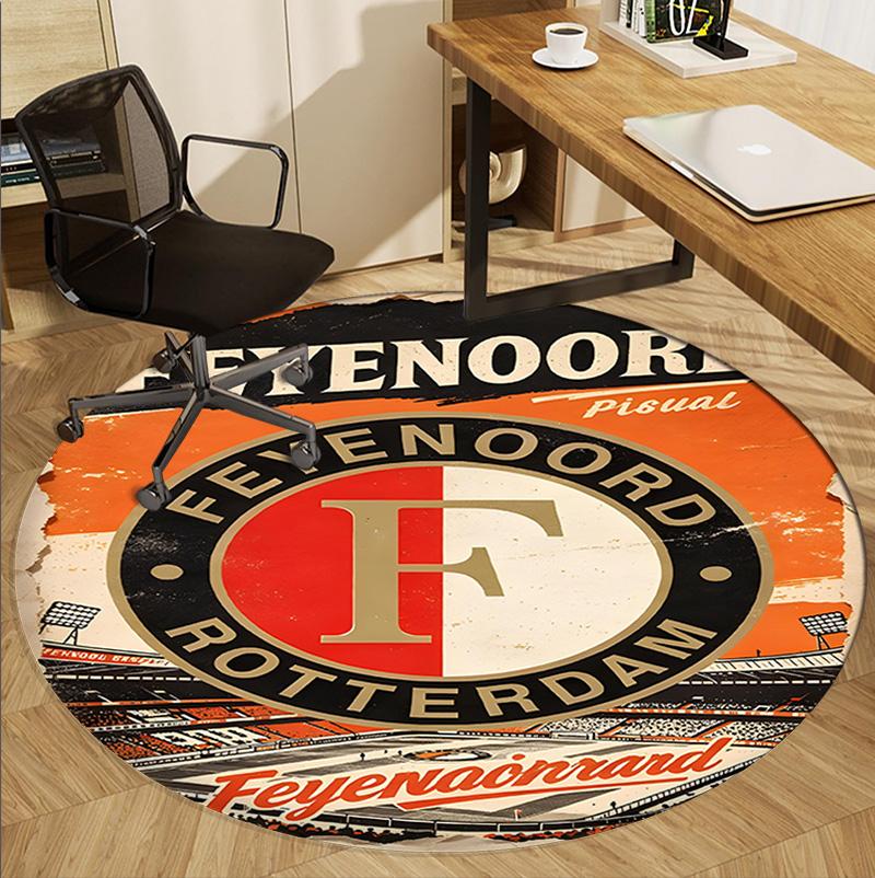 Feyenoord Pattern Round Rug, Indoor/Outdoor Mat, for Picnic, Gameroom, Bedroom, Office, Living Room, Home Decor Carpet, Birthday Gift
