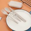 3-Piece Eco-Friendly Cutlery - Portable Dining Kit with Carrying Case- Wheat Straw Spoon/Fork/Chopsticks