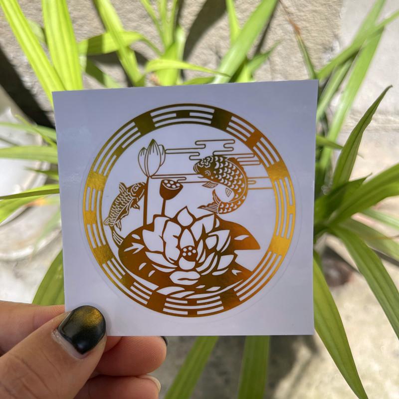 10 шт./набор Металлическая наклейка «Удачный карп лотос» для дома, фэн-шуй, украшение для богатства, наклейки для автомобиля, мобильного телефона