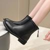 Foreign Trade British Style Martin Boots Women's 2024 Autumn New Low Heel with Round Head Soft Leather Super Fire Versatile Chelsea Boots