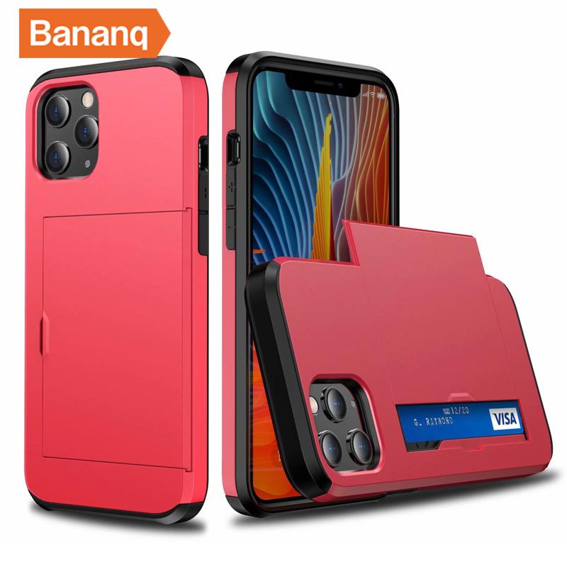 Чехол для телефона Bananq Slide с отделением для карт для iPhone 11 12 13 14 15 Pro Max Mini XS XR 8 Plus, противоударный чехол для карт