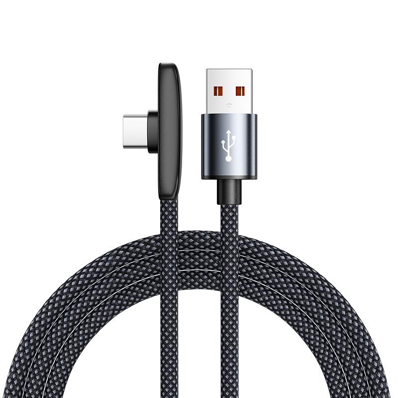 Кабель USB Type C с углом 90 градусов, 100 Вт, быстрая зарядка, дата-кабель для iPhone 17, Xiaomi, Samsung, игровая кабель USB C, оплетка из нейлона
