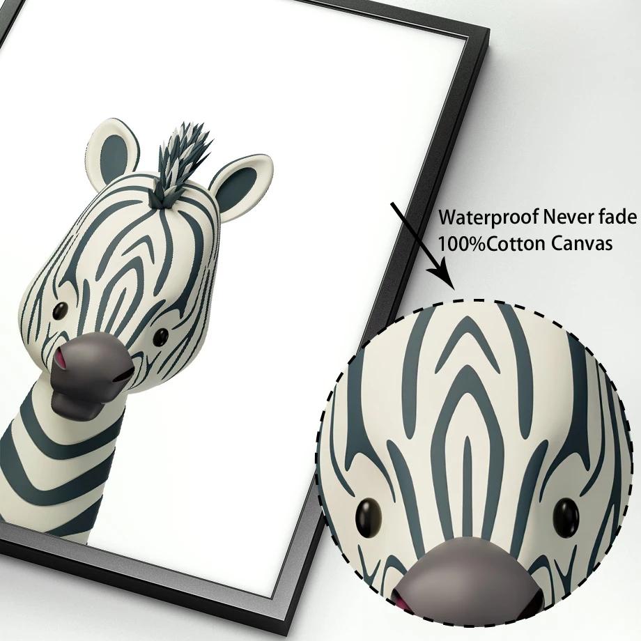 Nordic Poster Print Jungle Animal Elephant Zebra Tiger Lion Giraffe Leopard Nursery Wall Art Canvas Painting Pictures Kids Room