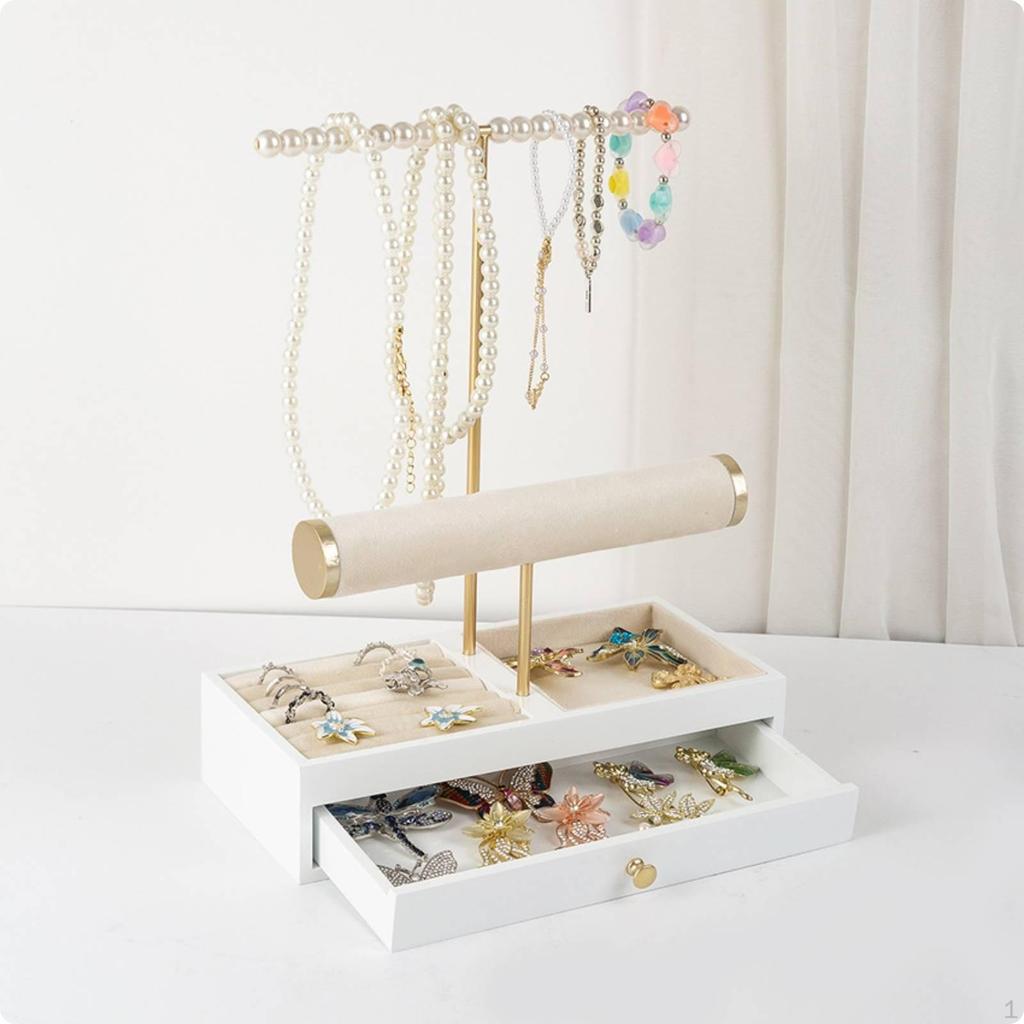 ThreeTier Jewelry Rack Luxury Style Necklace Holder Simple to Use Organize Earring and Ring Tray