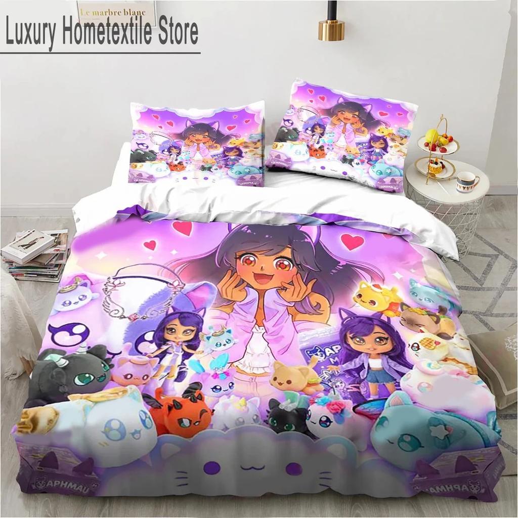 Cartoon Game Cute Aphmau With Wings Bedding Set Boys Girls Twin Queen King Size Duvet Cover Pillowcase Bed Boys Adult