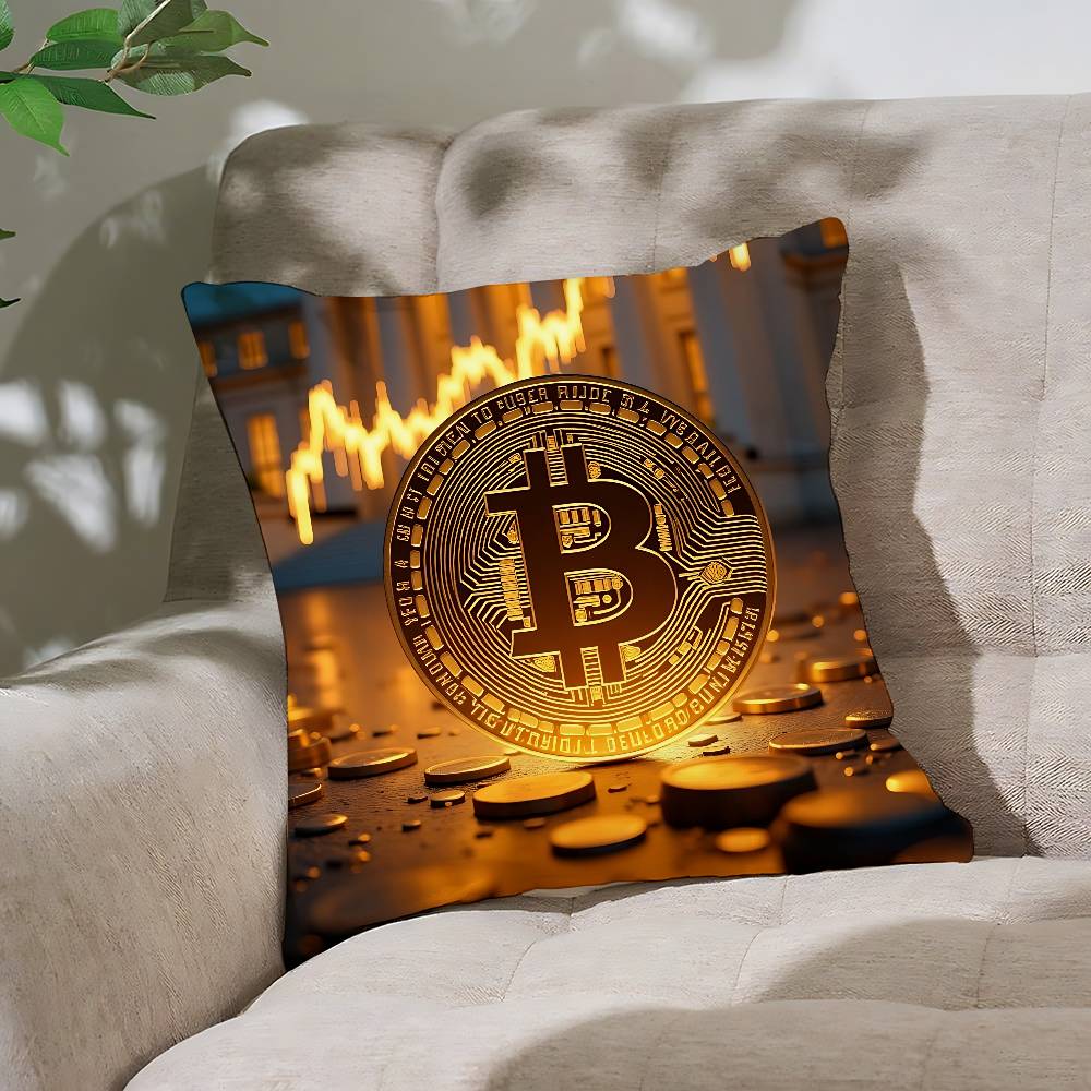 B-Bitcoin Pillow Case Throw Pillow Cover Nordic Vintage Style Cushion Covers Home Living Room Sofa Couch Seat