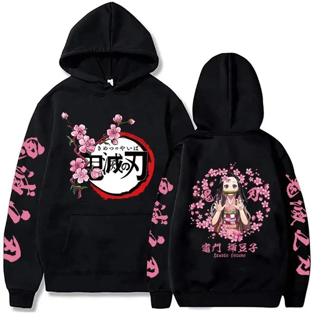 Demon Slayer Akaza Print Hoodie Men Women Japanese Anime Graphic Sweatshirt Streetwear Y2k Oversized Pullover Tracksuit Female Male Clothing