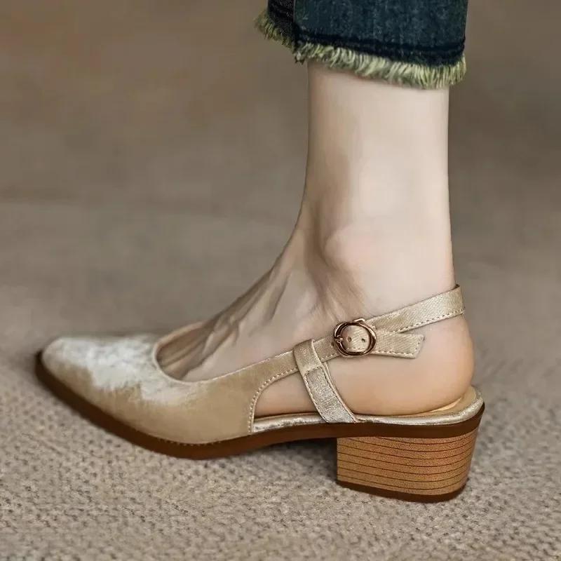 Туфли-лодочки из кожи на высоком каблуке для женщин Босоножки на каблуке весна-лето Модная обувь Комфорт для женщин