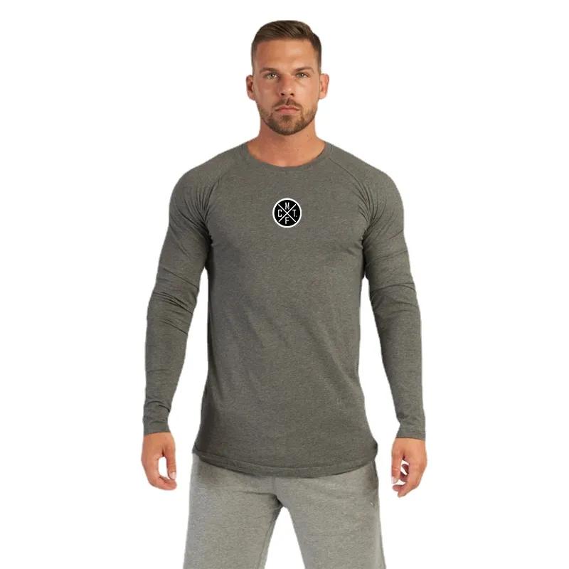 Брендовая мужская компрессионная футболка Do The Work Slim Fit для тренажерного зала, спорта, фитнеса, бодибилдинга, повседневная модная осенняя дышащая хлопковая футболка с принтом