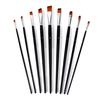 9 PCS Nylon Oblique Flat Tipped Paint Brushes Set Inclined Plane Wooden Long Handle Brush