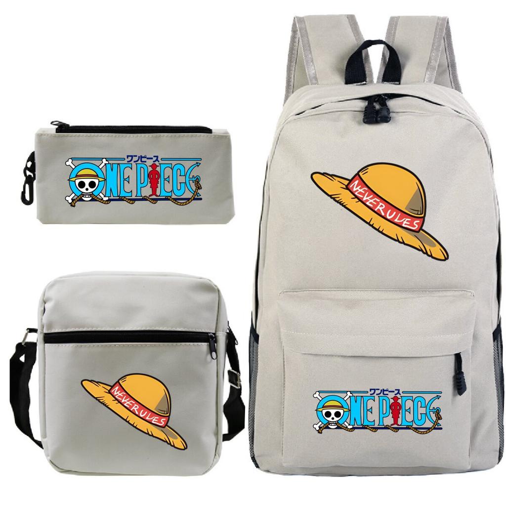 New Animation One Piece Printed Backpack for Primary and Secondary School Students Large Capacity School Bag Combination Three-piece Set