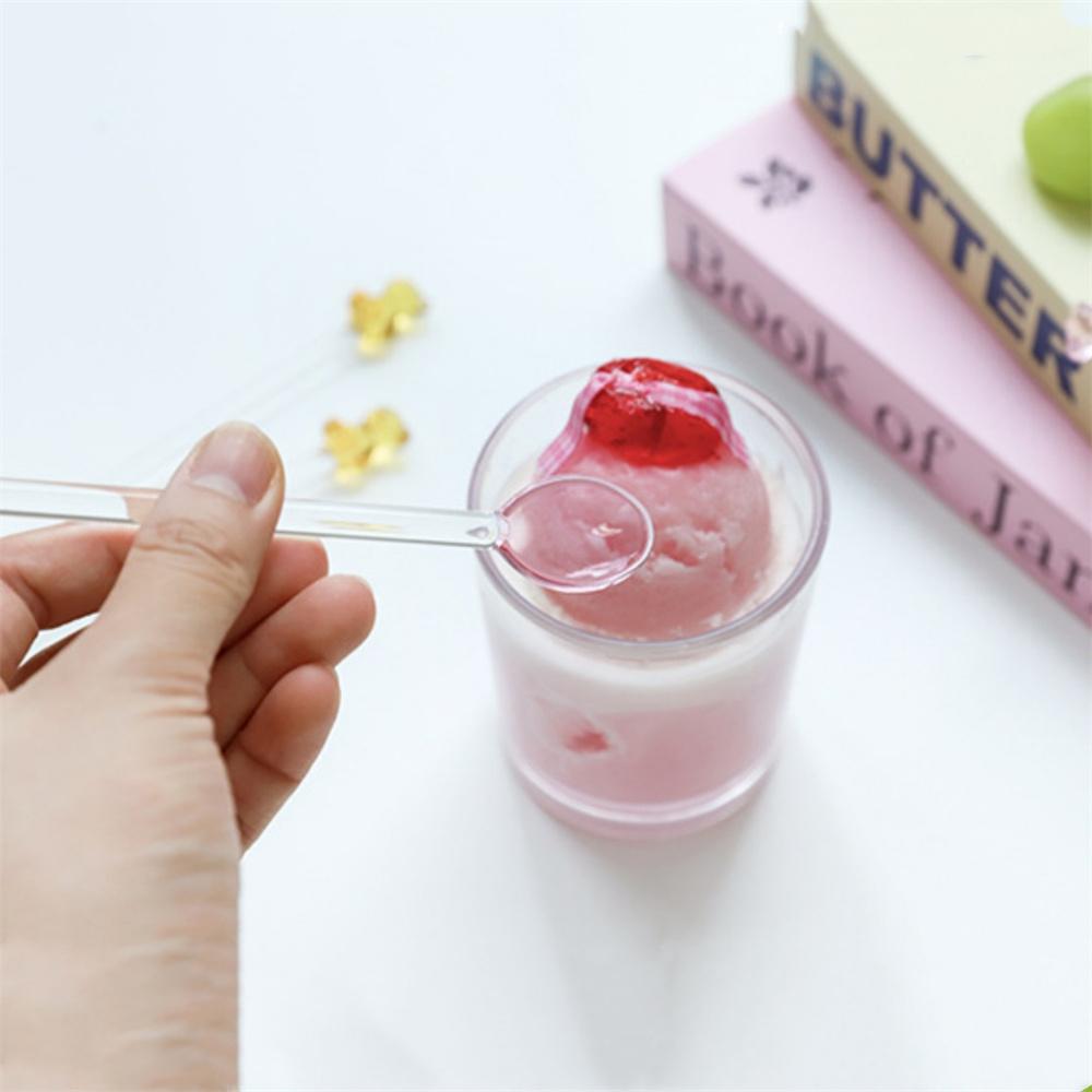 Креативный молочный десерт в японском стиле ложка мишка красочная прозрачная стеклянная ложка милая ложка для перемешивания кофе с длинной ручкой