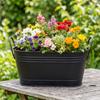 Metal Bucket with Handles Matte Black Tapered Oval Tub for