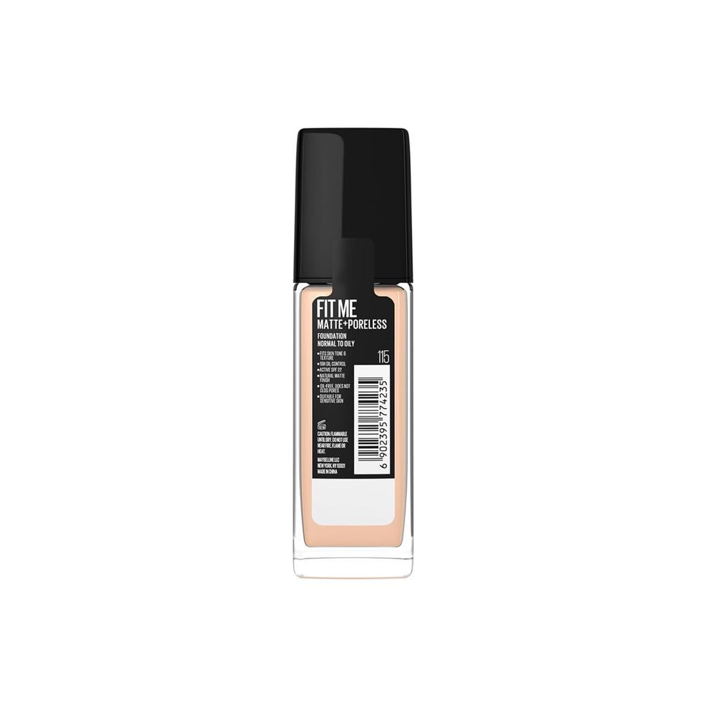 Maybelline Тональный крем для лица Maybelline Fit Me Matte Poreless 115 Слоновая кость 30 мл SPF 22 Матирующий Легкий Стойкий Натуральный финиш
