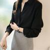 Женская весенняя шифоновая рубашка OL с длинным рукавом - 2025 Новый корейский стиль однотонная