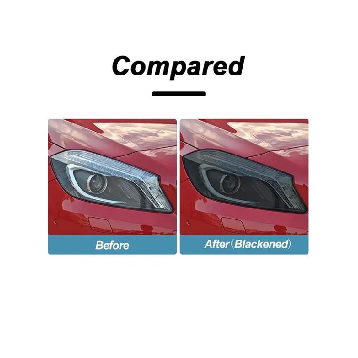 2 Pcs Car Headlight Protective Film Headlamp Restoration Transparent Black TPU Sticker For Kia Stinger - Accessories