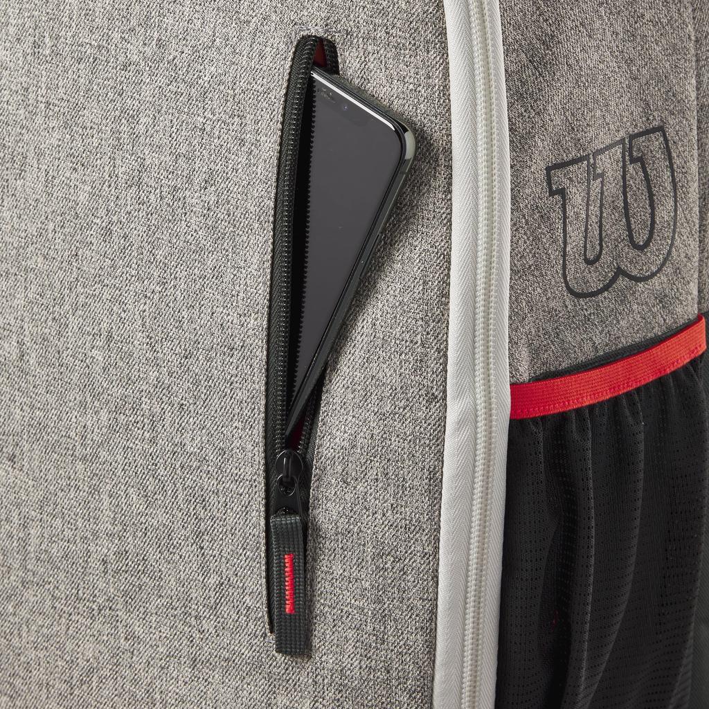 Теннисный рюкзак WILSON Team - Heather Grey, вмещает до 2 ракеток