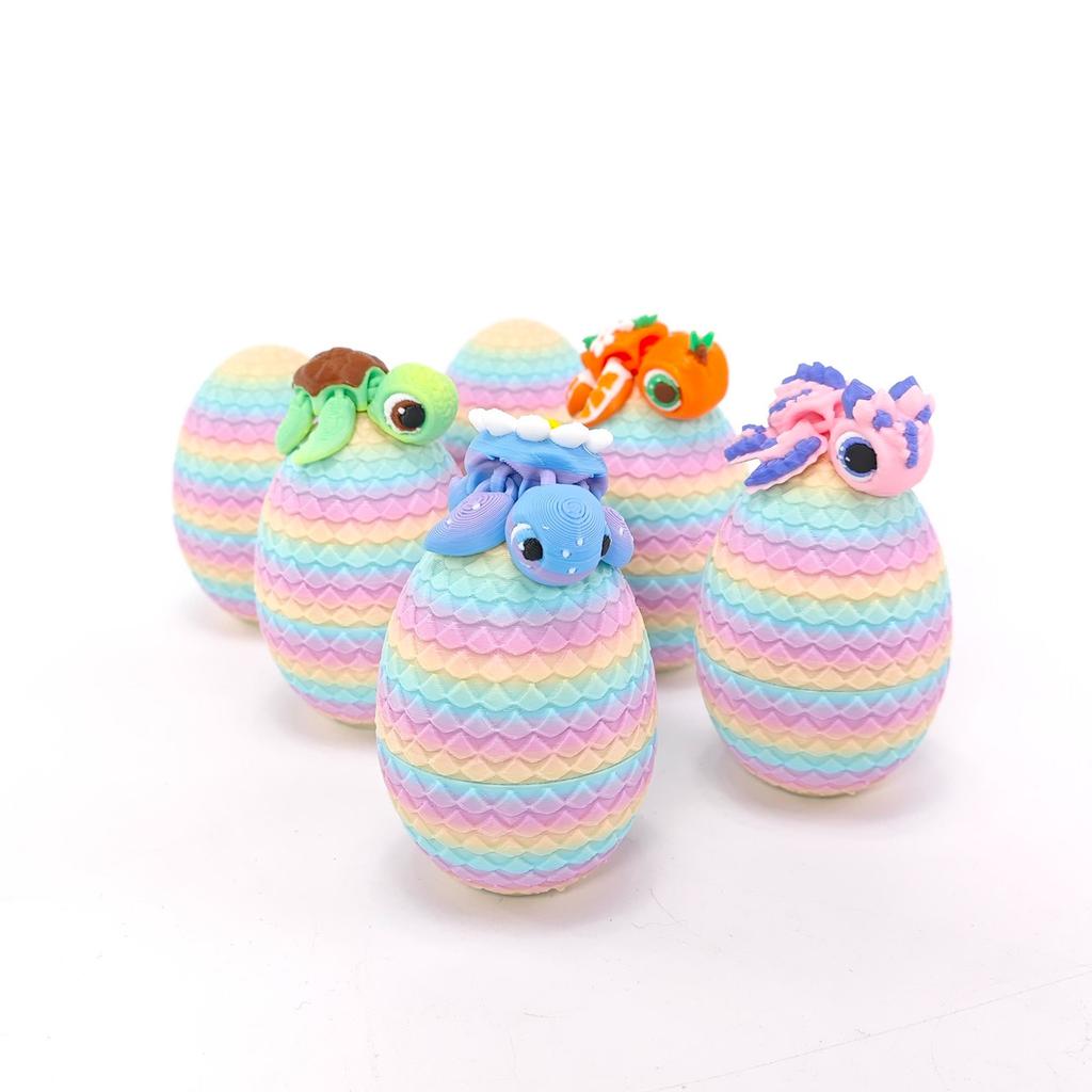 6 штук в упаковке, маленькие загадочные полностью подвижные и цветные, напечатанные на 3D-принтере, миниатюрные яйца дракона, уникальные загадочные драконы