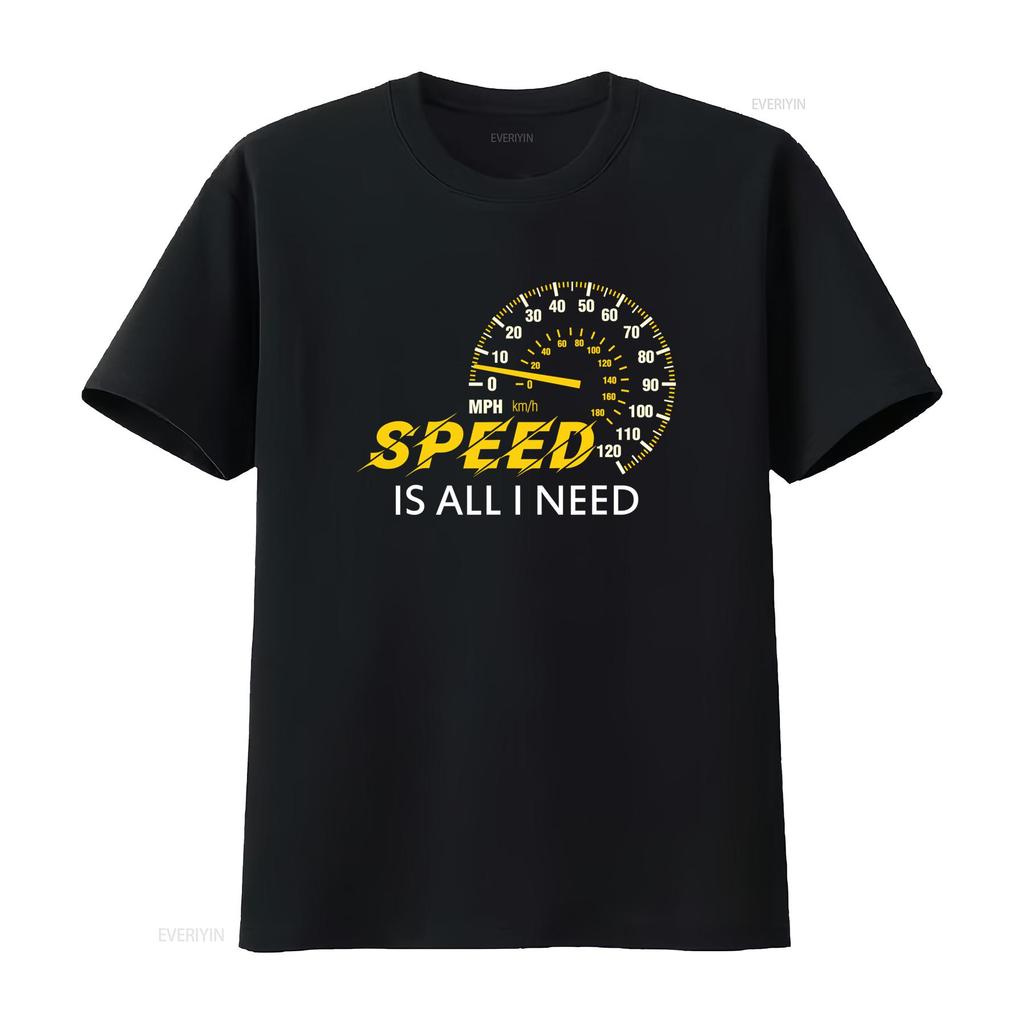 Футболка I Love Speed - это все, что нужно Автолюбителю Винтажный Топ для Повседневной Носки Эластичная Универсальная Повседневная Дизайнерская Одежда