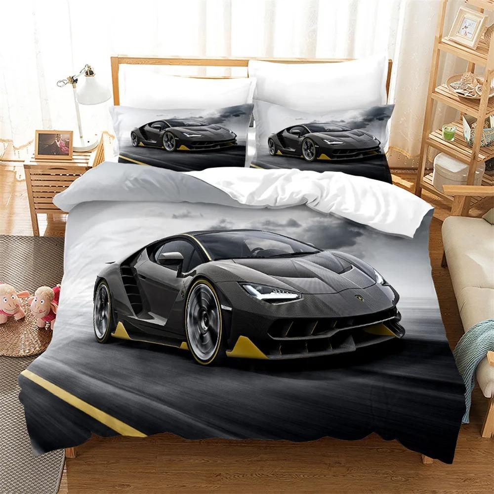 Sports Car Race Car Bedding Sets Quilt Bed Cover Comforter Duvet Cover Pillow Case 2-3 Pieces Sets Kids Adult Bedroom Decor