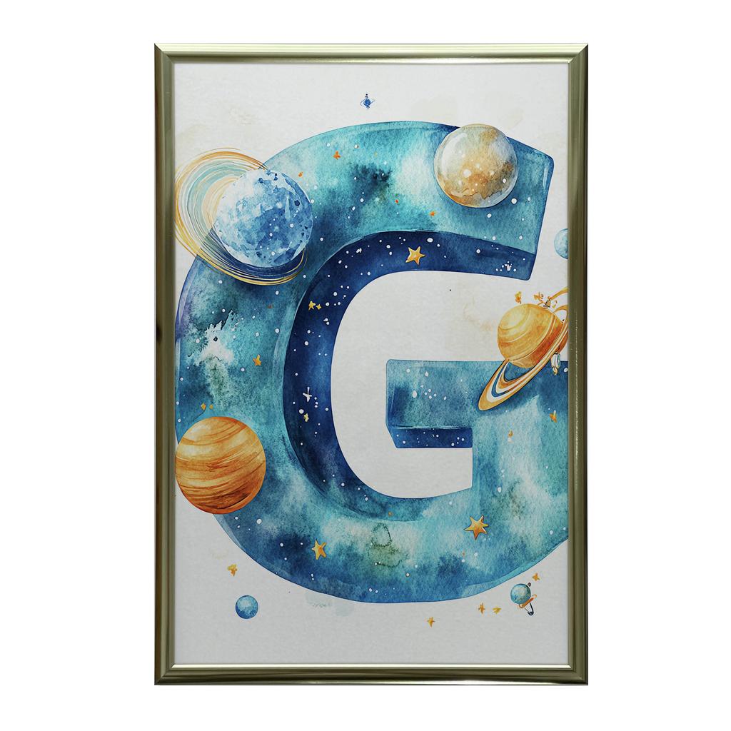 Letter "G" In Space - Decorative Poster Letter "G" In Space - Decorative Poster, 40X50 Cm, Frameless, Matte Paper 230 Gsm
