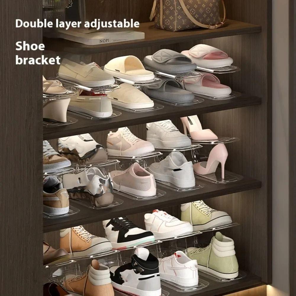 Регулируемый поднос для обуви Двухслойный держатель для обуви Шкаф для обуви Инструмент для хранения Стойка для обуви Обувь