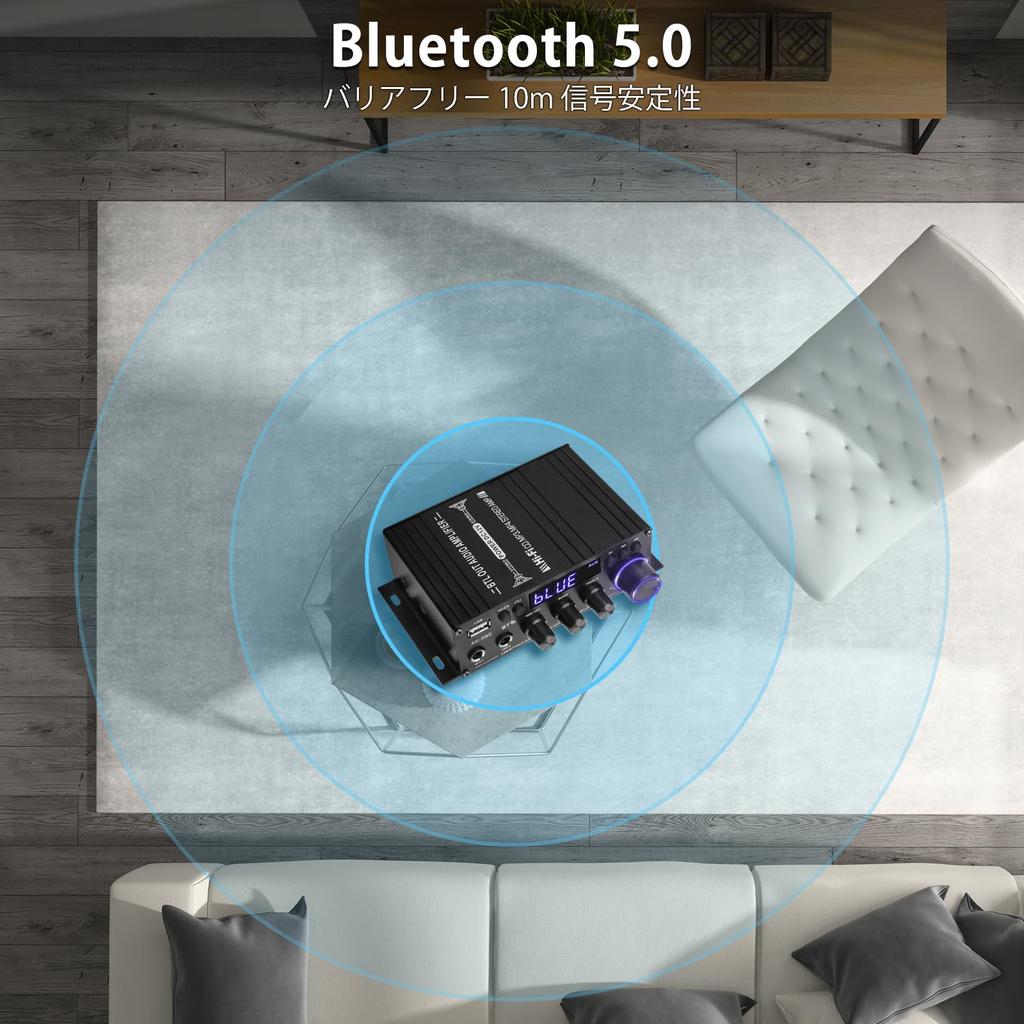 Bluetooth Amplifier HiFi Stereo Power Amplifier Receiver Channel 2X40W Mini Amplifier Small Home Audio Amplifier Control for Speakers Input 5.0 2.0